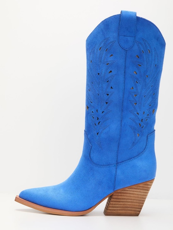 Miracle Miles Shoes - Miracle Miles Electric Blue Suede Western Heeled Boots NWT